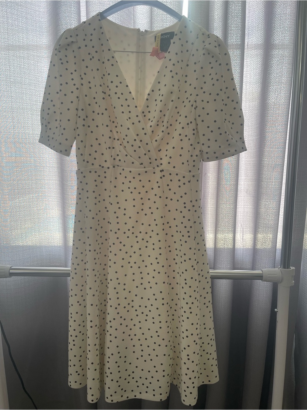 DKNY Cream Polka Dot Wrap Dress